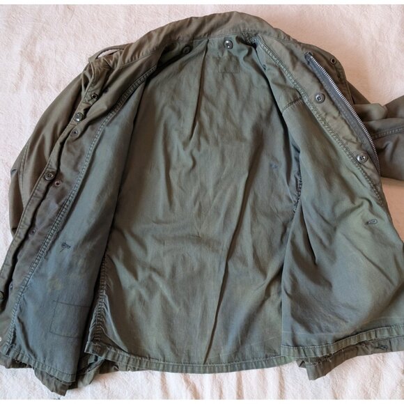 Vintage 60s 70s US Military Cold Weather Cargo Field Jacket Faded Green Medium - Picture 3 of 11